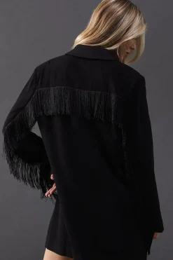 Premium Fringe Double Breast Blazer Dress
