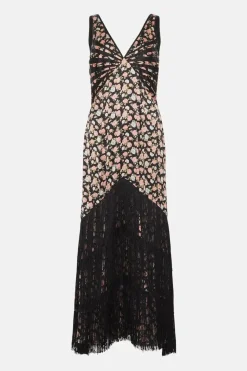 Premium Fringing V Neck Maxi Dress