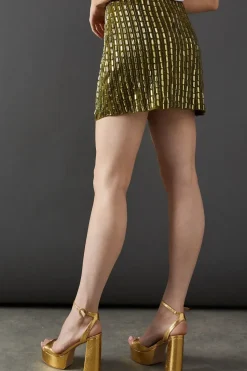 Premium Hand Embellished Mirror Bead Sequin Mini Skirt