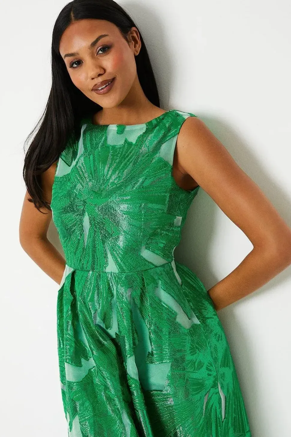 Premium Jacquard Midi Wedding Guest Dress