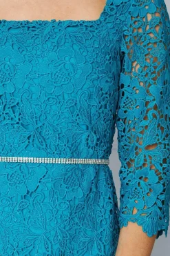 Premium Lace Embellished Waist Midi Dress