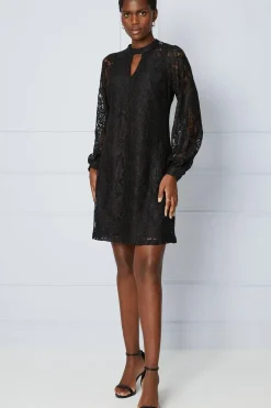 Premium Lace High Neck Shift Dress