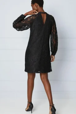 Premium Lace High Neck Shift Dress