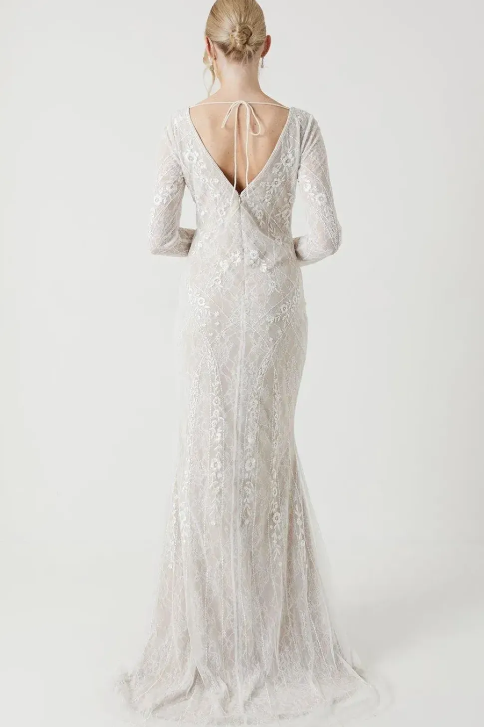 Premium Lace Overlay Handstitched Long Sleeve Wedding Dress