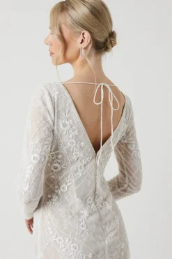 Premium Lace Overlay Handstitched Long Sleeve Wedding Dress