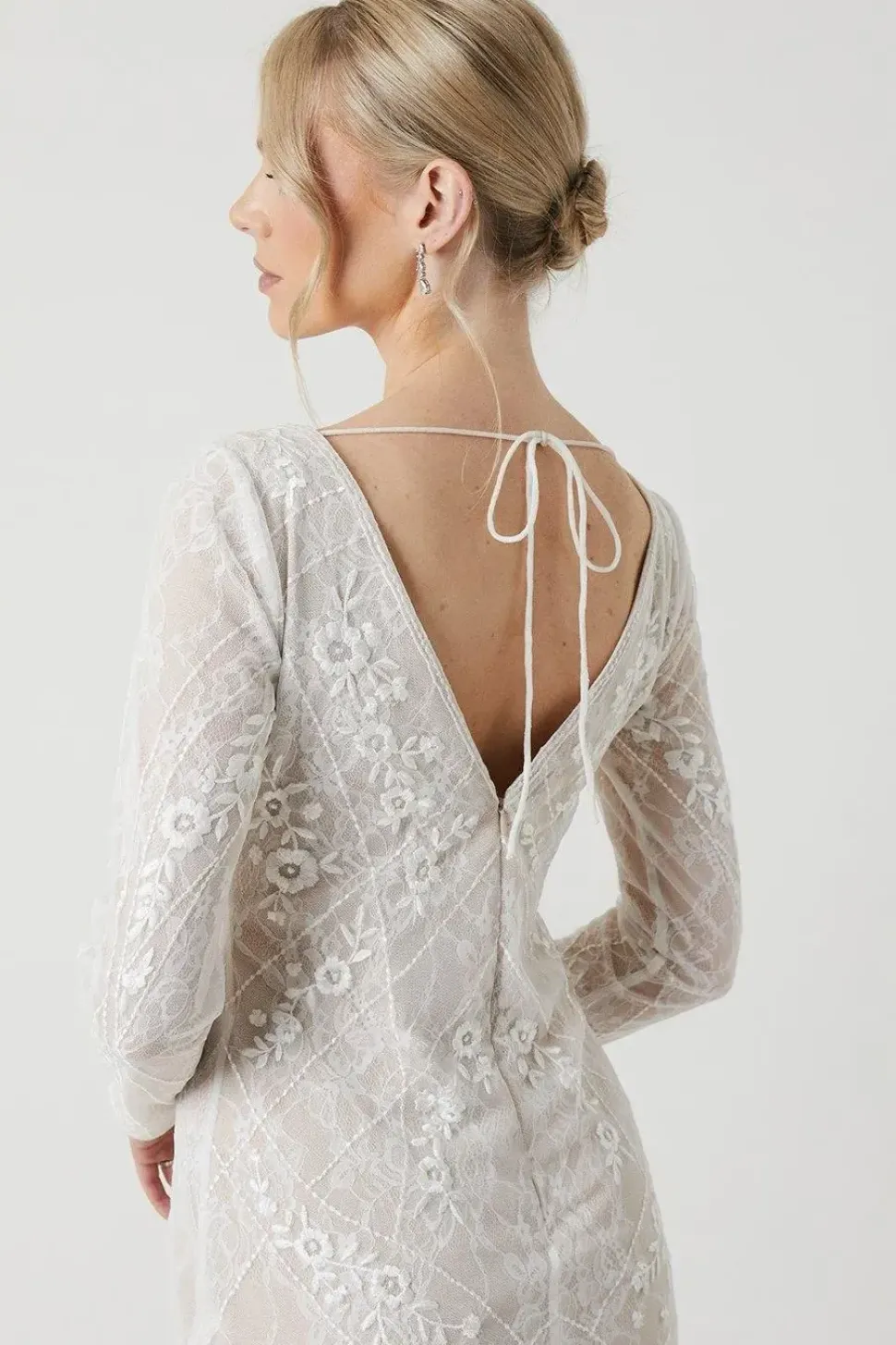 Premium Lace Overlay Handstitched Long Sleeve Wedding Dress