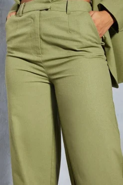 Premium Linen Look Tailored Wide Leg Trouser