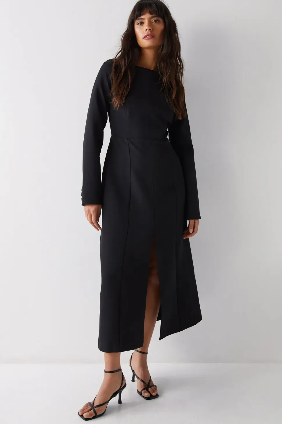 Premium Long Sleeve Tailored Midaxi Dress