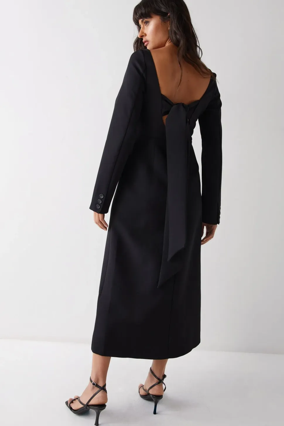 Premium Long Sleeve Tailored Midaxi Dress