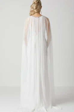 Premium Mesh Bridal Cape With Embellished Trim