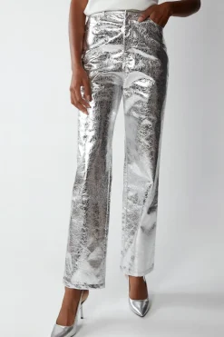 Premium Metallic Crackle Faux Leather  Trouser