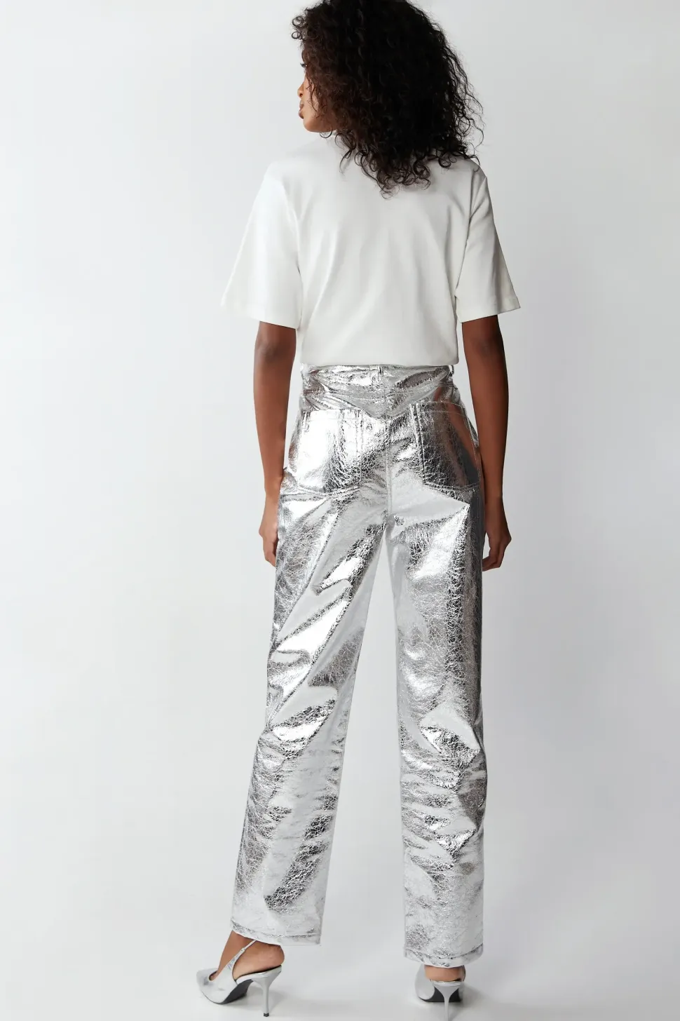 Premium Metallic Crackle Faux Leather Trouser