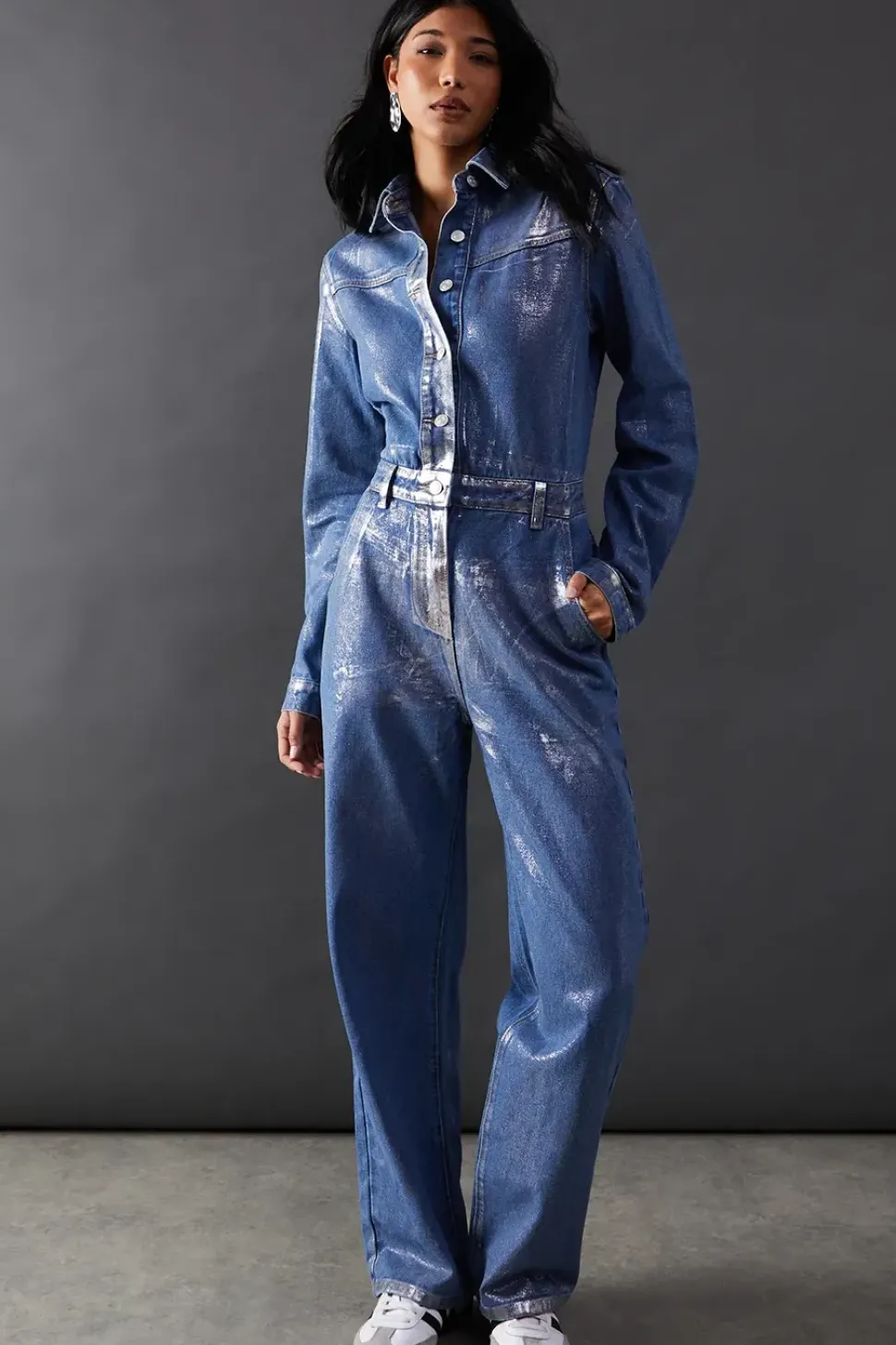 Premium Metallic Denim Boilersuit