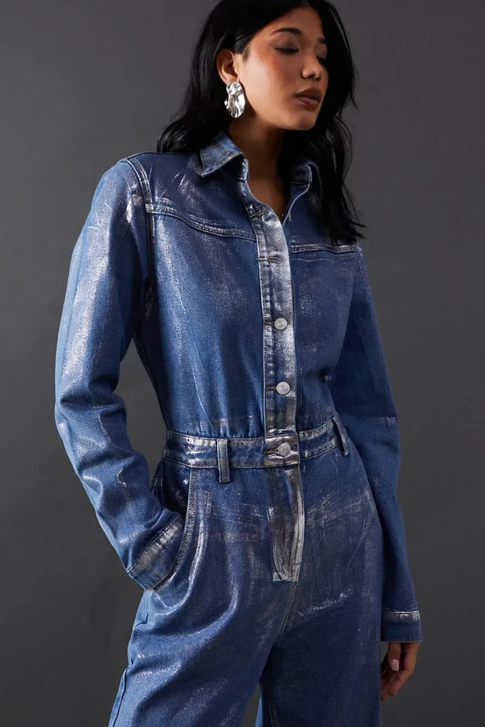 Premium Metallic Denim Boilersuit