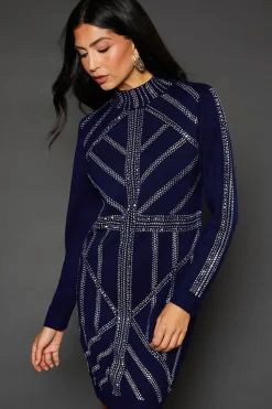 Premium Pearl Embellishment Knitted Dress