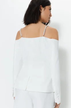 Premium Pearl Trim Tailored Bustier Top