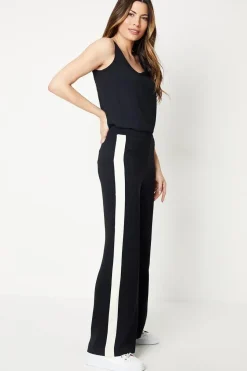 Premium Petite Side Stripe Elastic Wide Leg Trouser