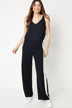 Premium Petite Side Stripe Elastic Wide Leg Trouser