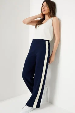 Premium Petite Side Stripe Elastic Wide Leg Trouser