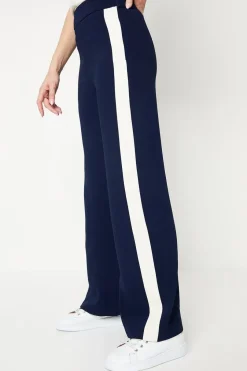 Premium Petite Side Stripe Elastic Wide Leg Trouser