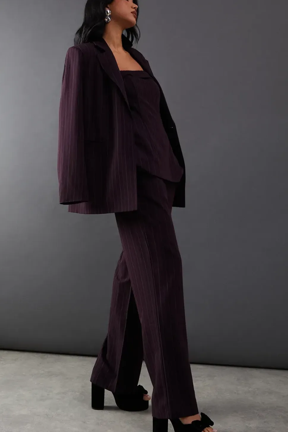 Premium Pinstripe Low Rise Tailored Trouser