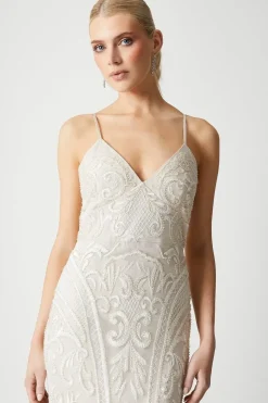 Premium Placement Beadwork Strappy Fishtail Wedding Dress