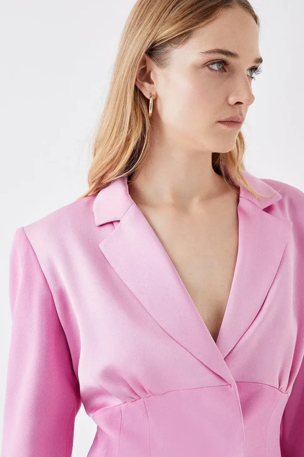 Premium Pleat Detail Contrast Satin Blazer