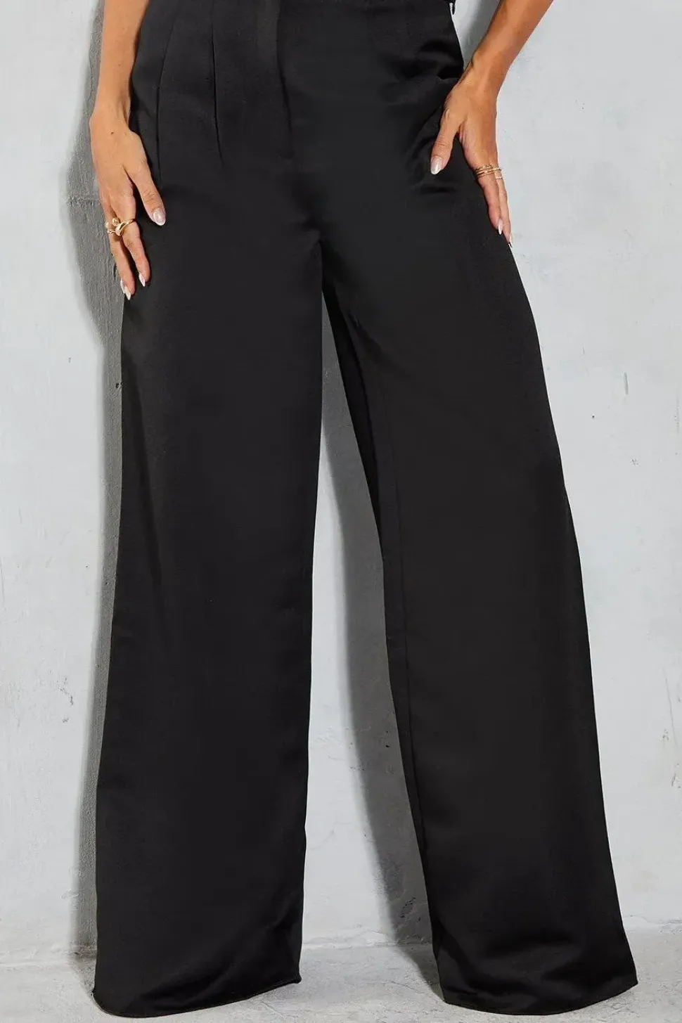 Premium Pleat Detail High Waisted Wide Leg Trouser