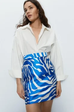 Premium Printed Satin Twill Mini Skirt