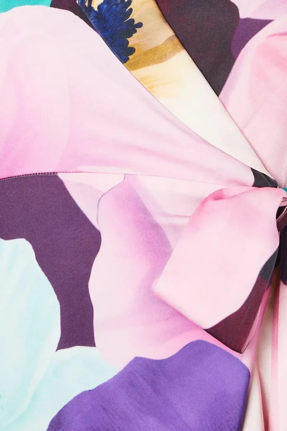Premium Printed Satin Wrap Dress