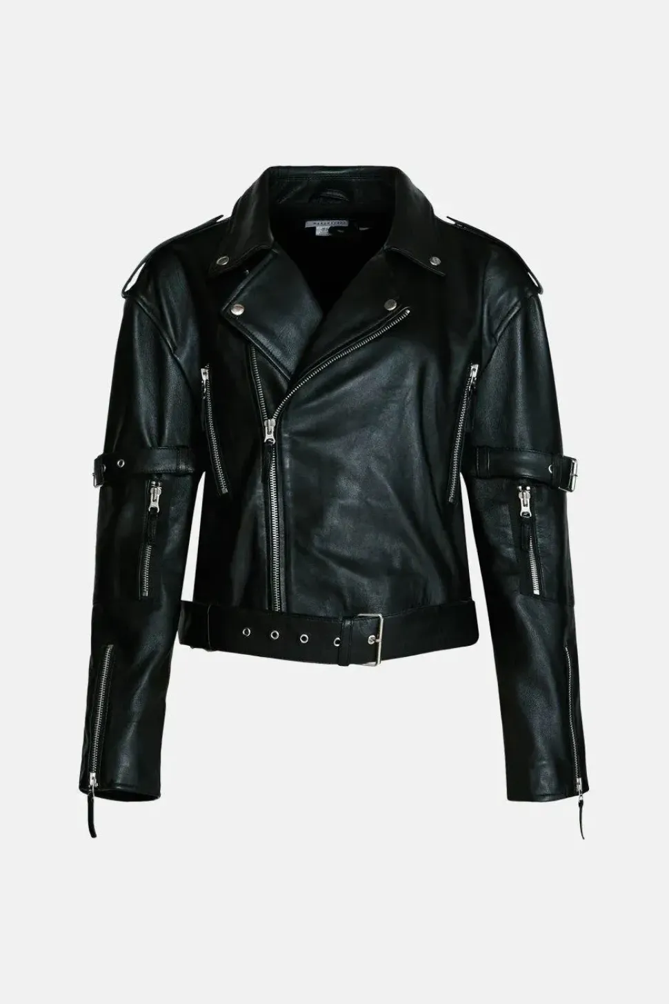 Premium Real Leather Buckle Detail Jacket