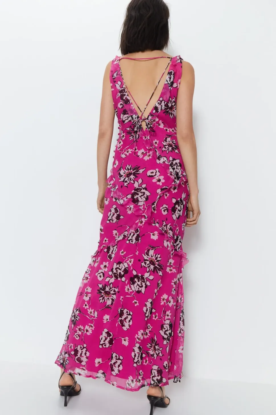 Premium Ruffle Detail Floral Maxi Dress