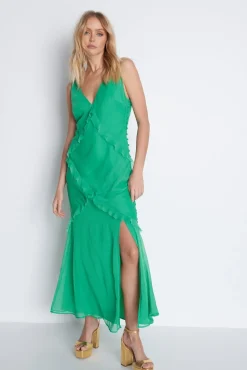 Premium Ruffle Detail Maxi Dress