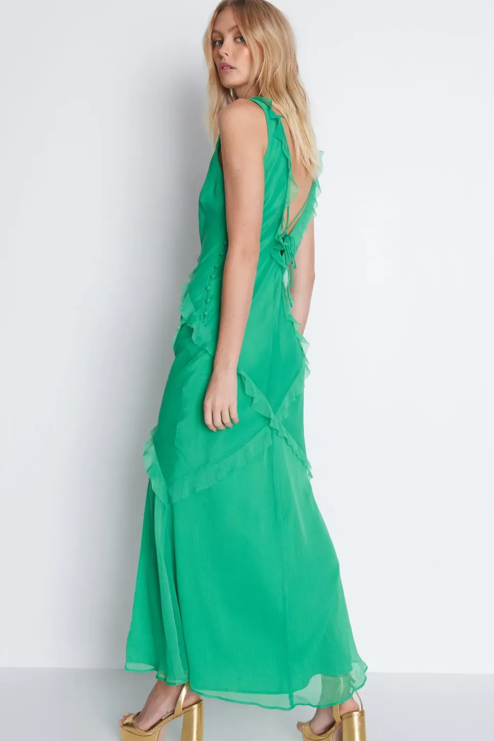 Premium Ruffle Detail Maxi Dress