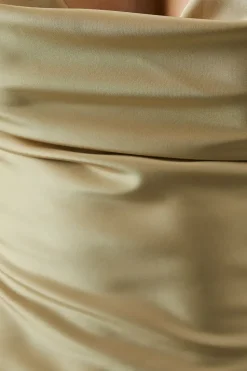Premium Satin Cowl Neck Fishtail Maxi Dress