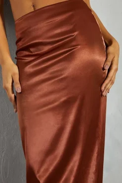 Premium Satin High Waisted Column Maxi Skirt