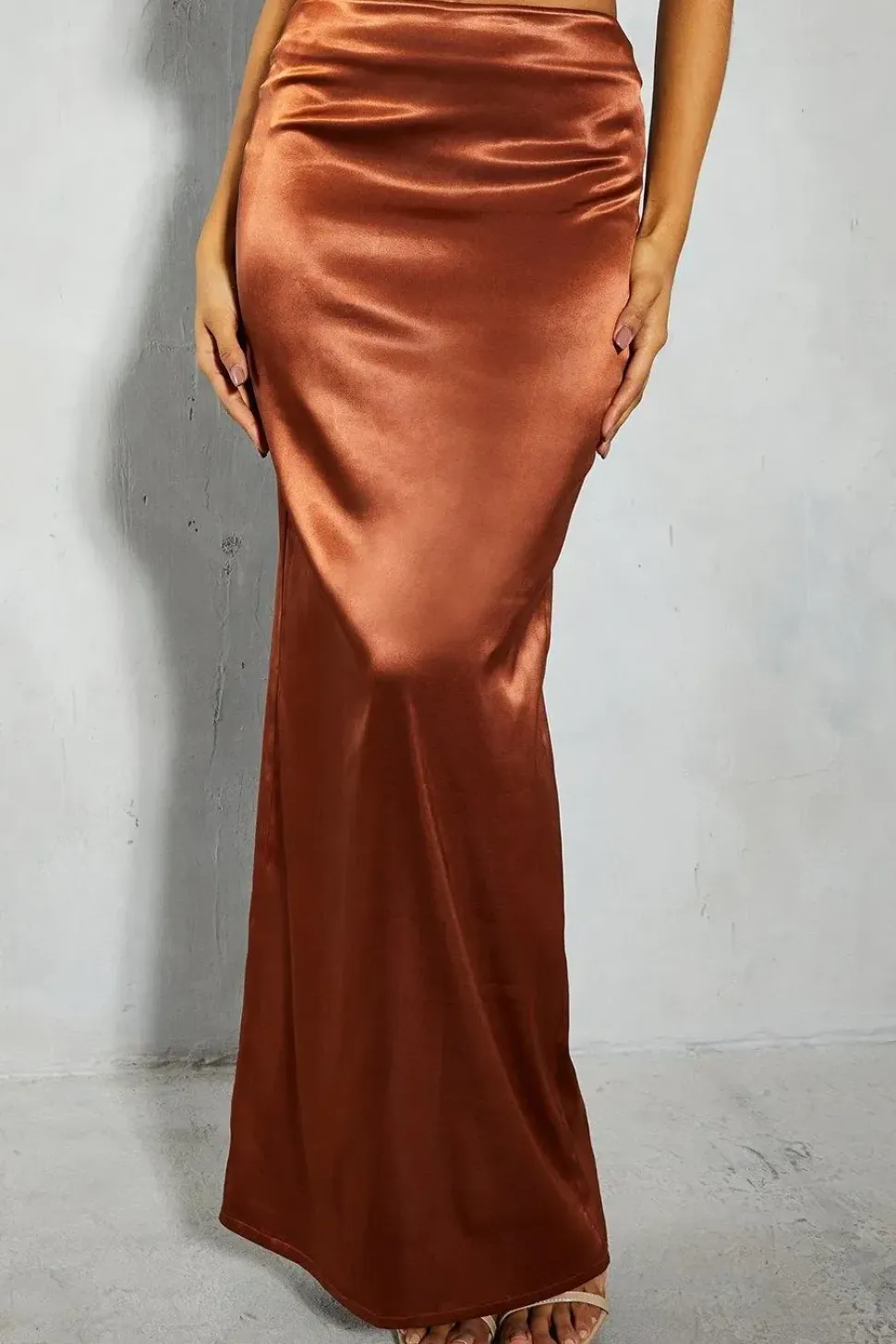 Premium Satin High Waisted Column Maxi Skirt