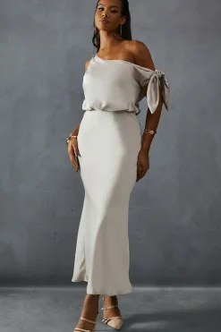 Premium Satin Off Shoulder Fishtail Bridesmaid Dress