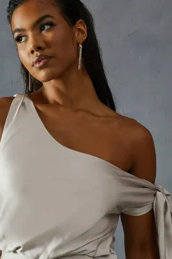 Premium Satin Off Shoulder Fishtail Bridesmaid Dress