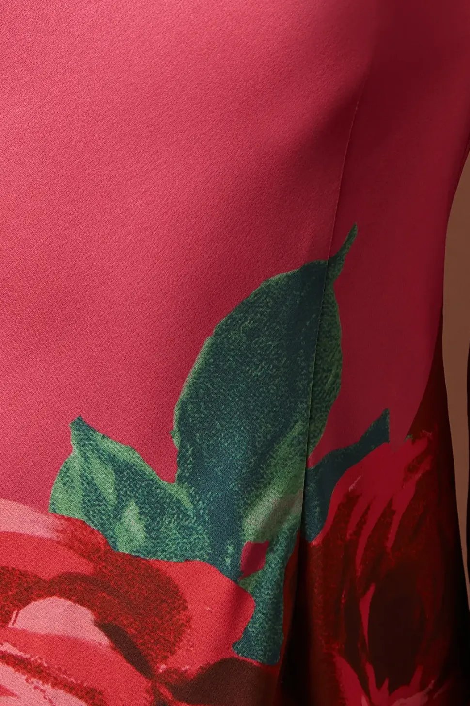Premium Satin Placement Print Button Detail Maxi Dress