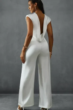 Premium Satin Sleeveless Cowl Back Jumpsuit