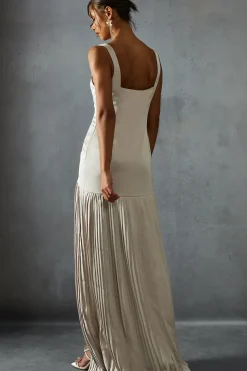 Premium Satin Square Pleated Skirt Bridesmaid Dress