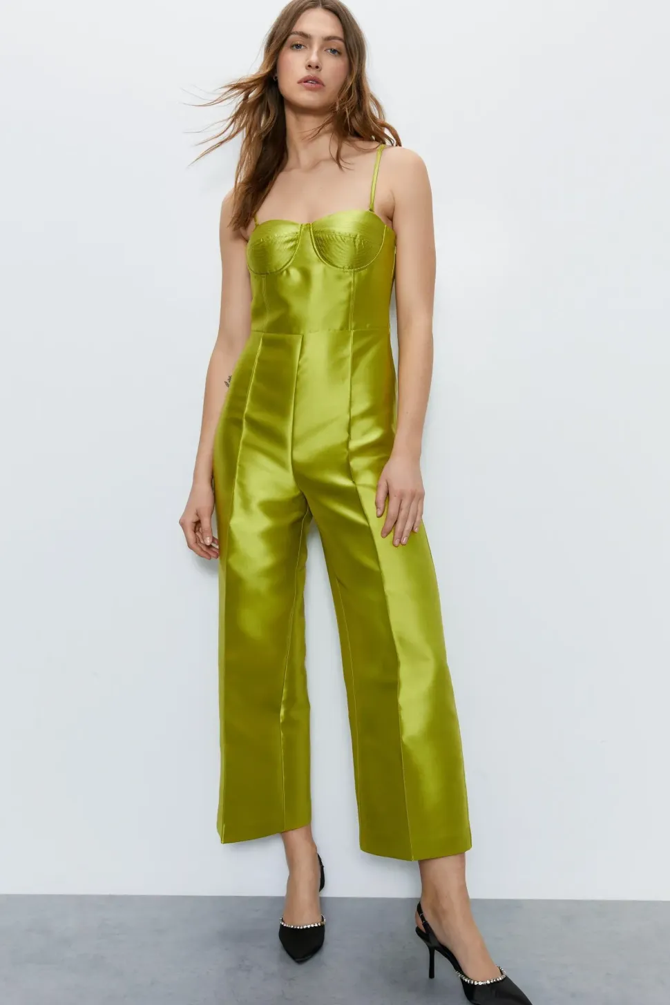 Premium Satin Twill Bandeau Jumpsuit