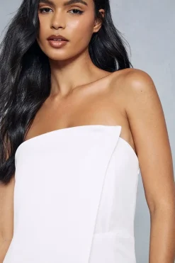 Premium Satin Wrapover Asymmetric Detail Playsuit