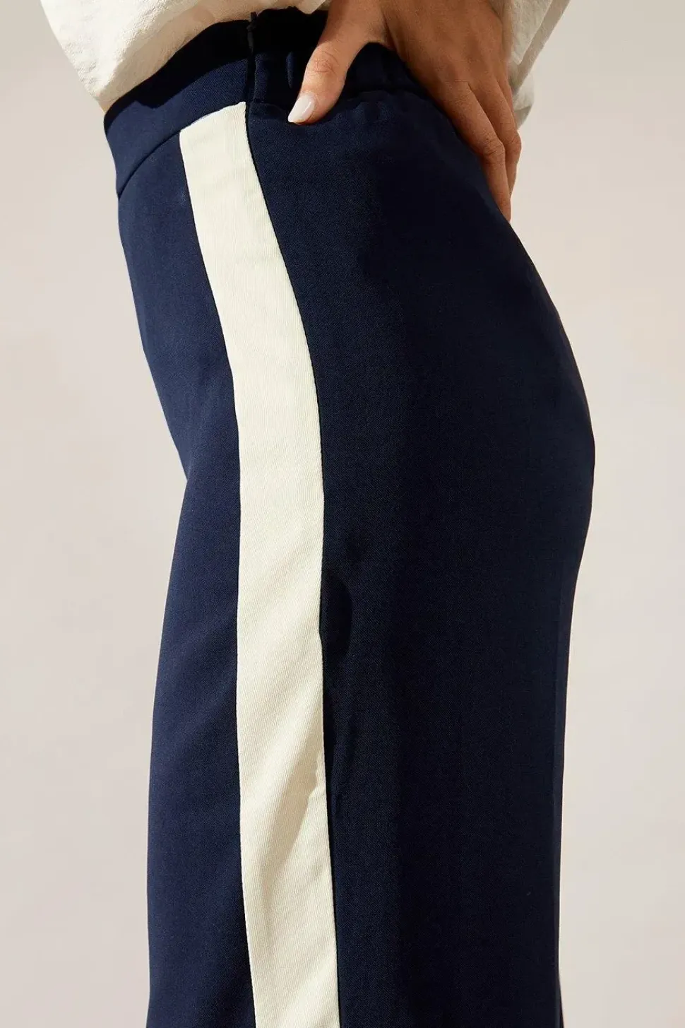 Premium Side Stripe Elastic Wide Leg Trouser