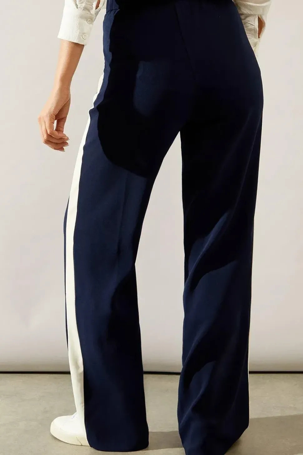 Premium Side Stripe Elastic Wide Leg Trouser