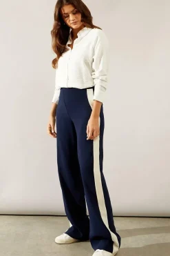 Premium Side Stripe Elastic Wide Leg Trouser