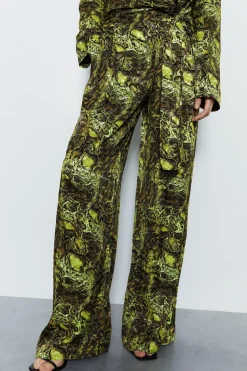 Premium Snake Printed Jacquard Wide Leg Trouser
