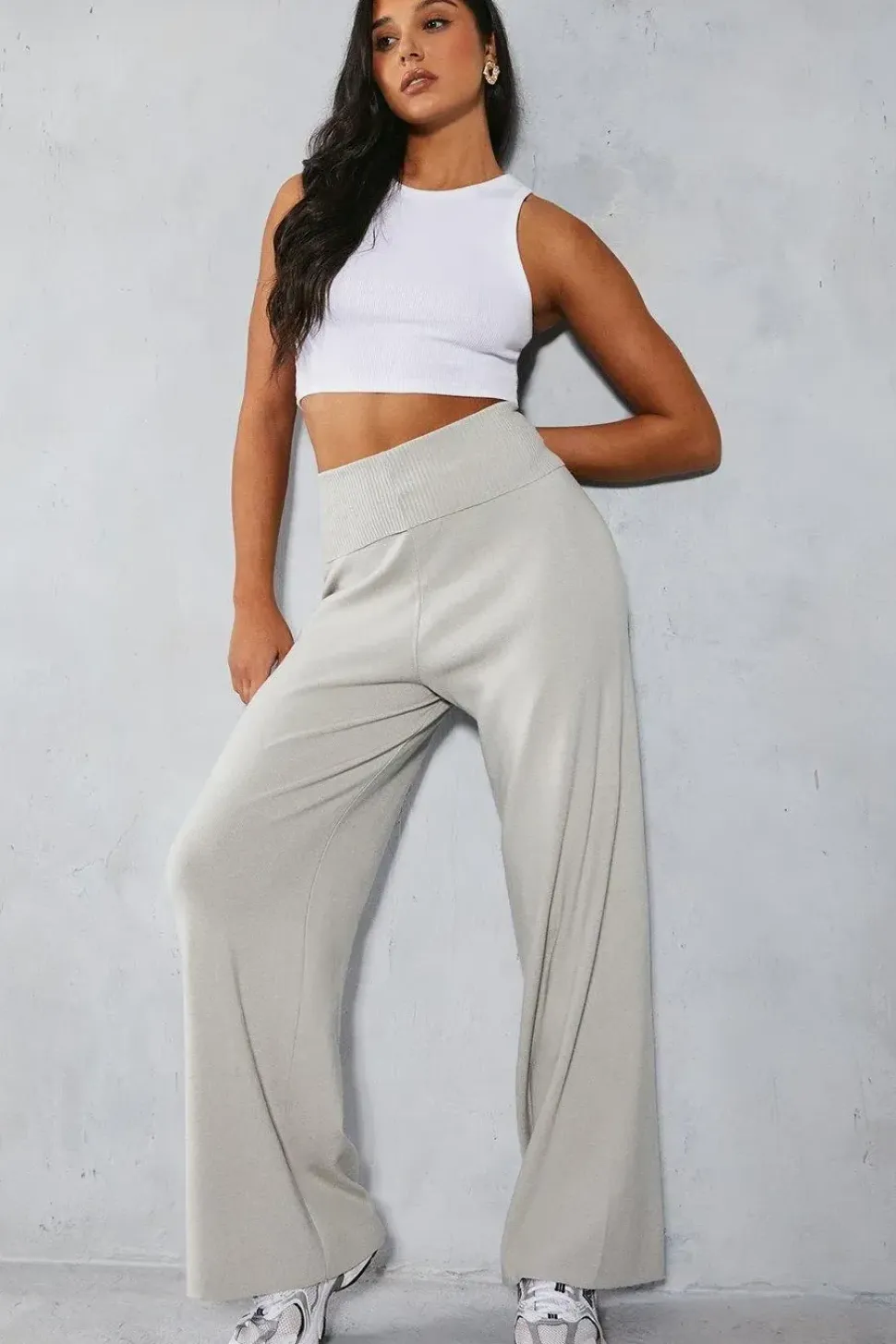 Premium Soft Knit Folded Waist Trousers