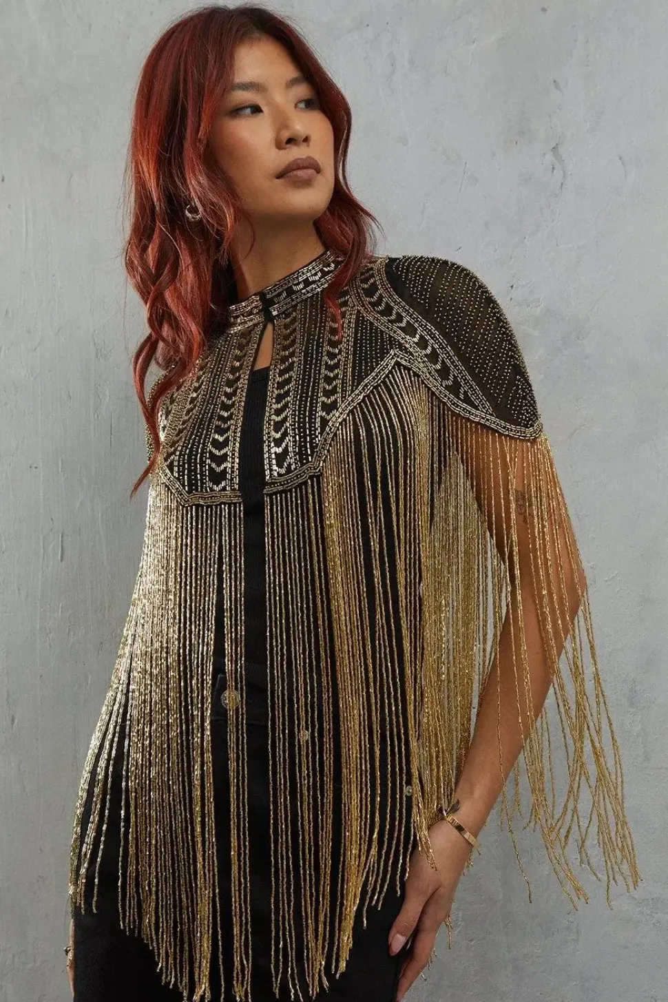 Premium Star Sequin Embellished Fringe Cape